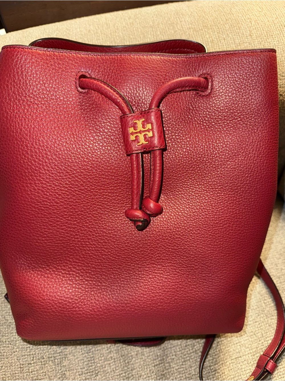 NWT Tory Burch pebbled leather Georgia backpack in Tuscan Wine red